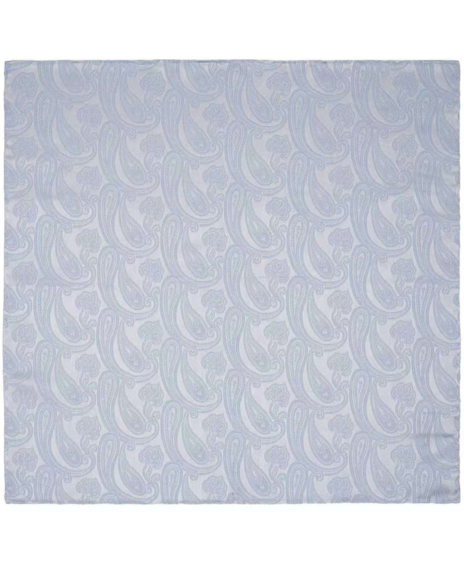Light Blue tonal Paisley Woven Silk Pocket Square