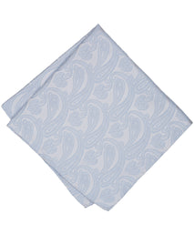 Light Blue tonal Paisley Woven Silk Pocket Square