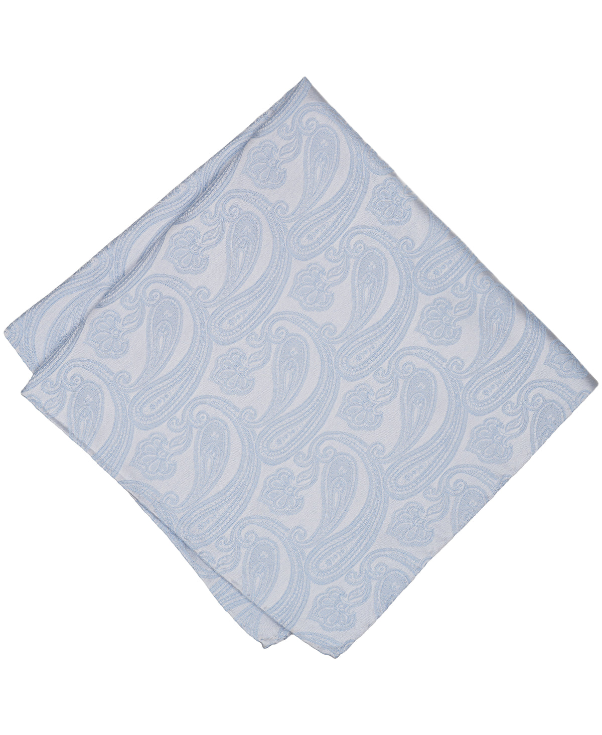 Light Blue tonal Paisley Woven Silk Pocket Square