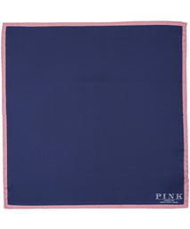 Navy Solid With Pink Tipping Woven Pocket Square