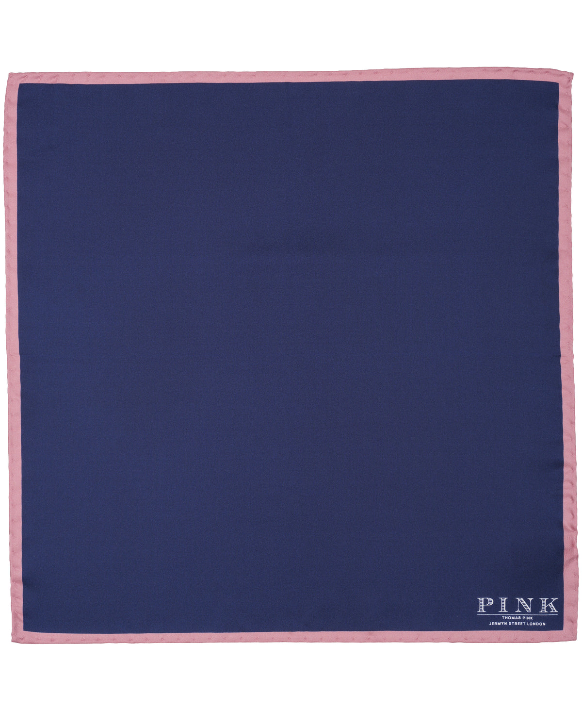 Navy Solid With Pink Tipping Woven Pocket Square