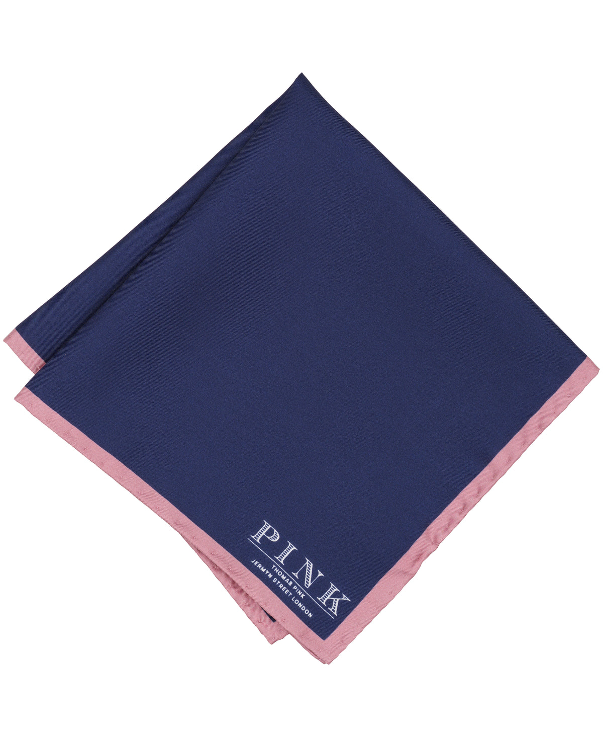 Navy Solid With Pink Tipping Woven Pocket Square