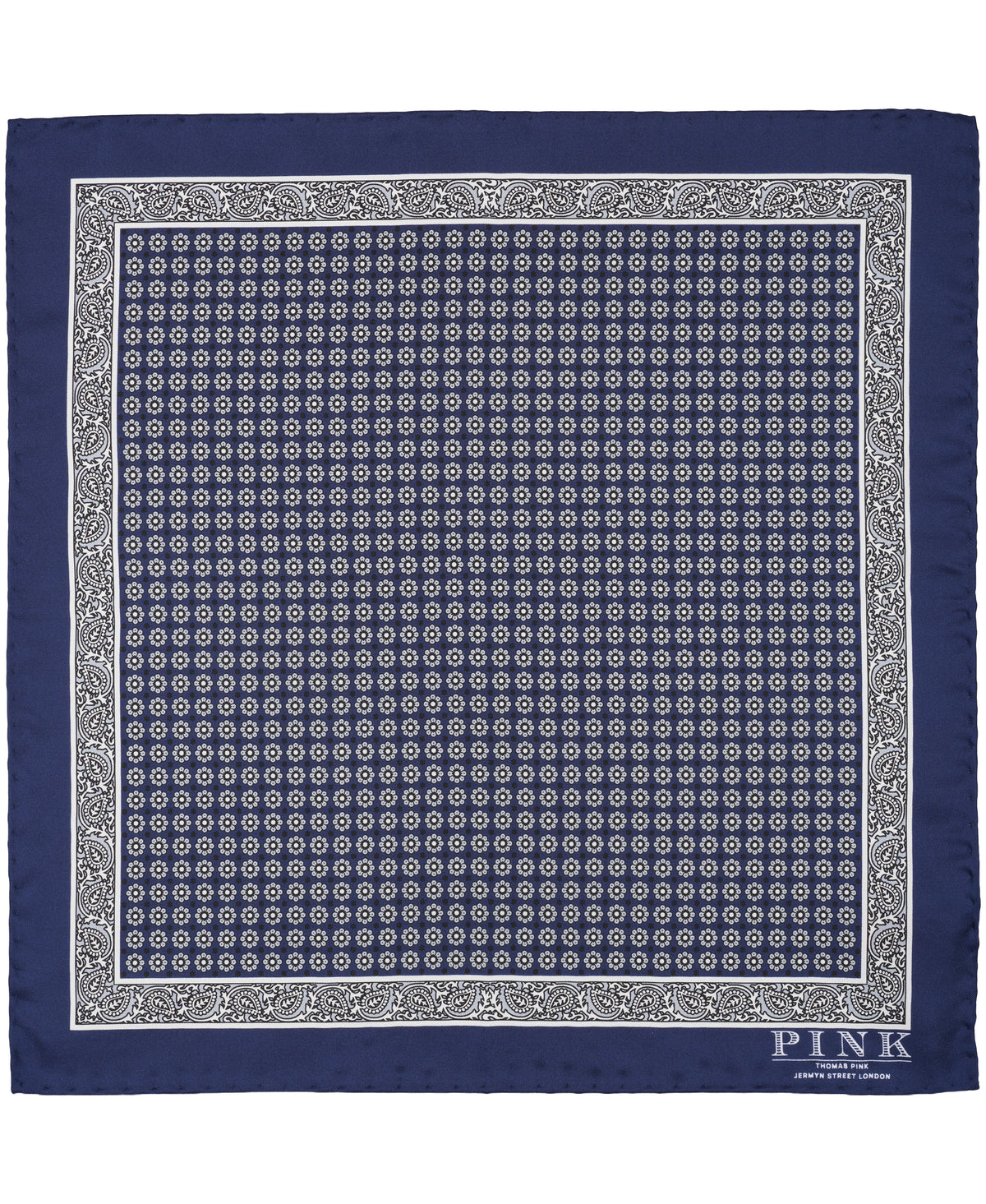 Navy Medallion Woven Pocket Square