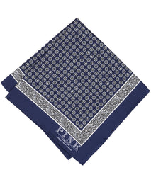 Navy Medallion Woven Pocket Square