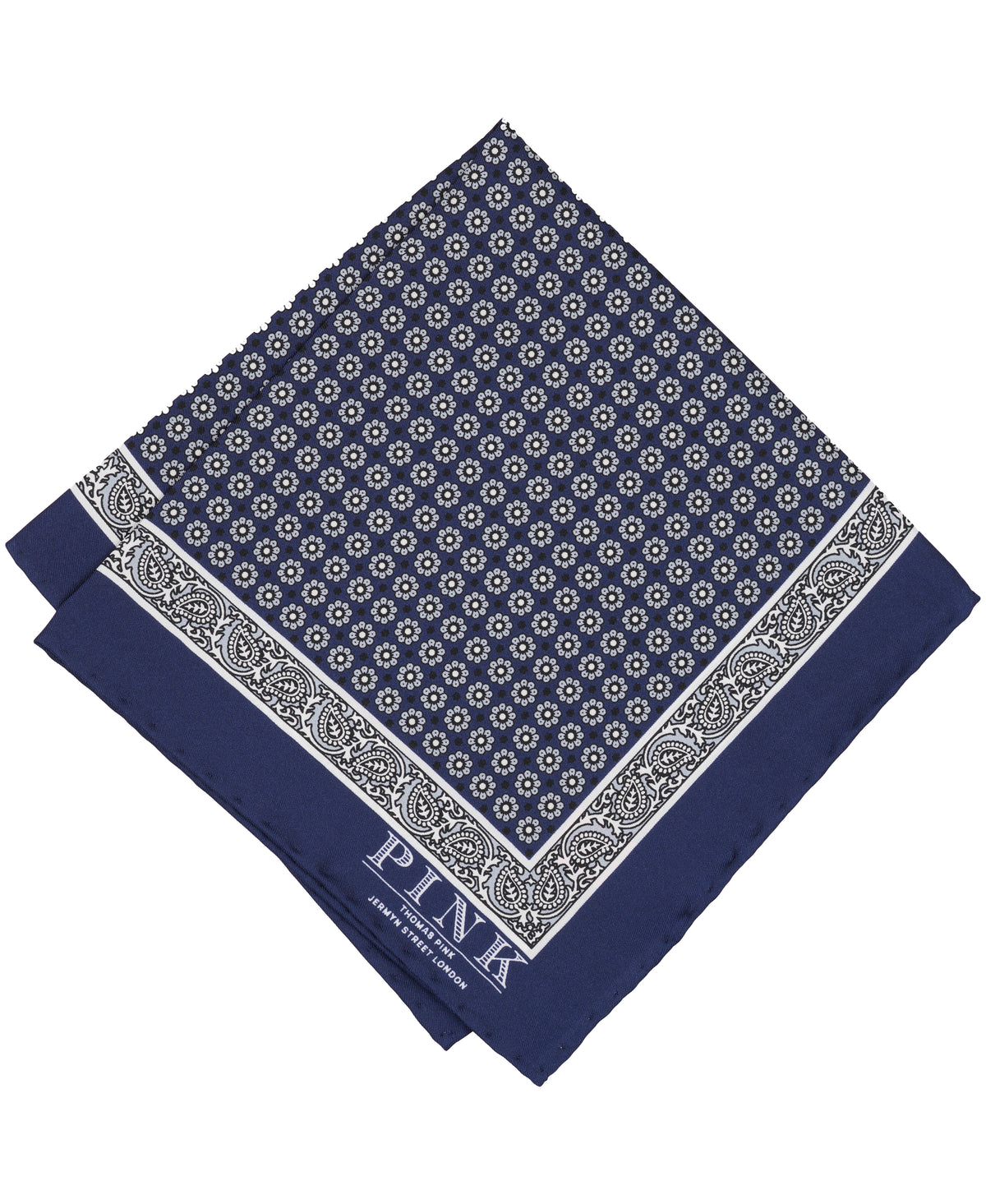 Navy Medallion Woven Pocket Square
