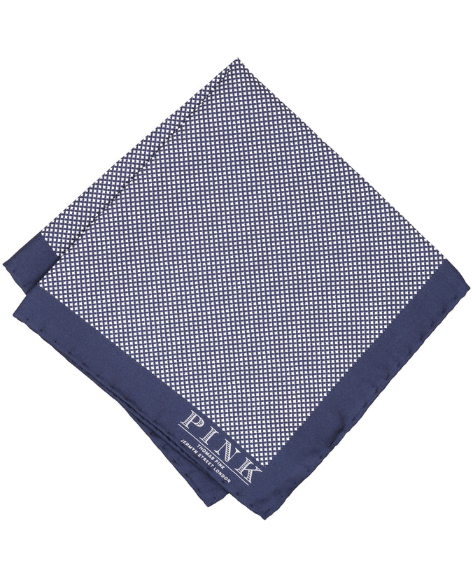 Navy Printed Woven Pocket Square