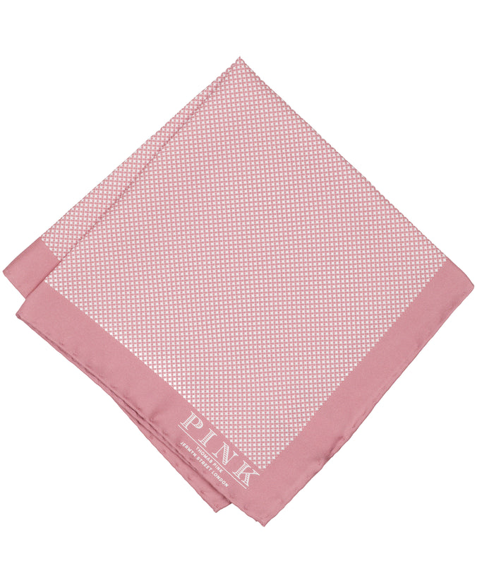 Pink Printed Woven Pocket Square