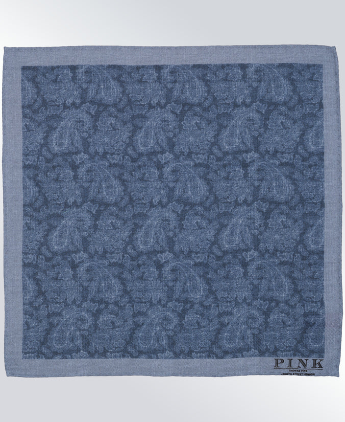 Blue Paisley Woven Pocket Square