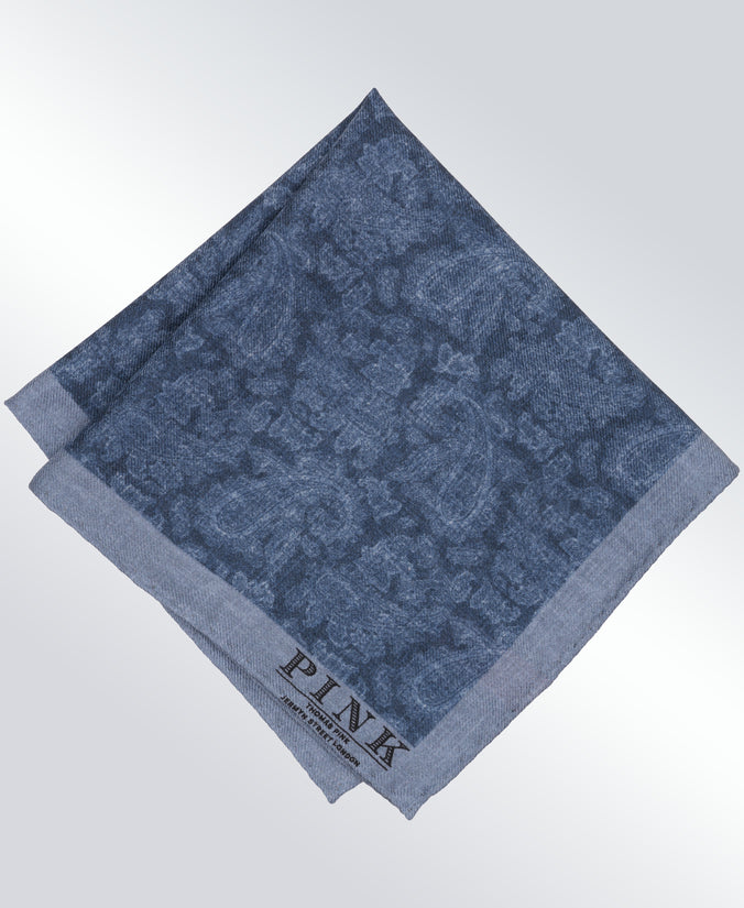 Blue Paisley Woven Pocket Square