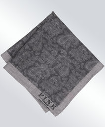Grey Paisley Woven Pocket Square