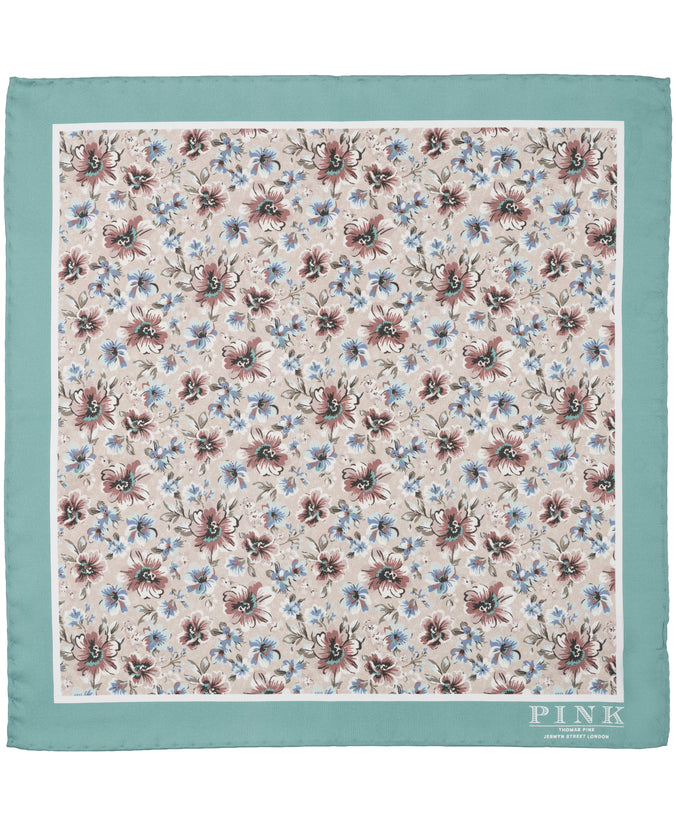 Beige Floral Woven Pocket Square