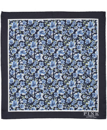Navy Floral Woven Pocket Square
