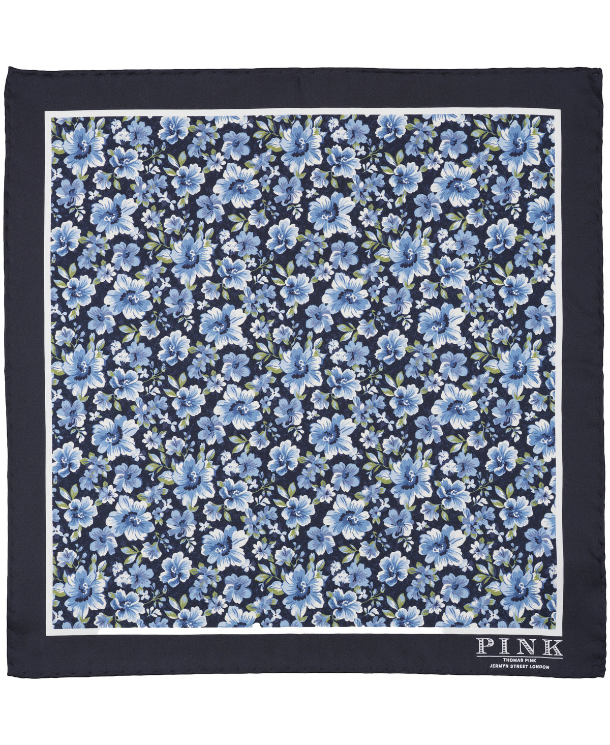Navy Floral Woven Pocket Square