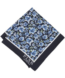 Navy Floral Woven Pocket Square
