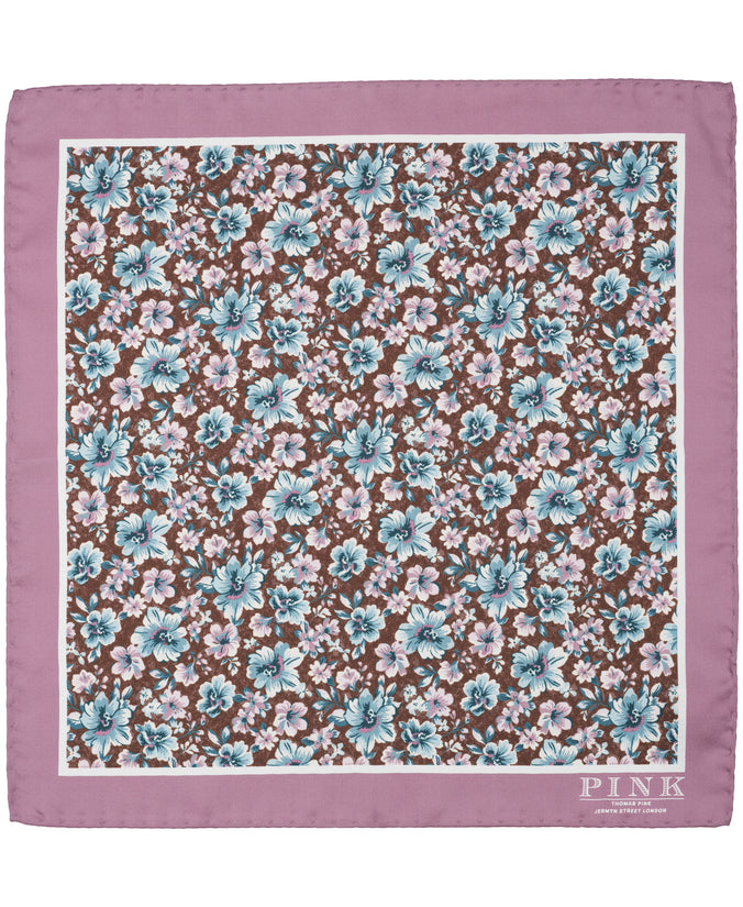 Pink Floral Woven Pocket Square