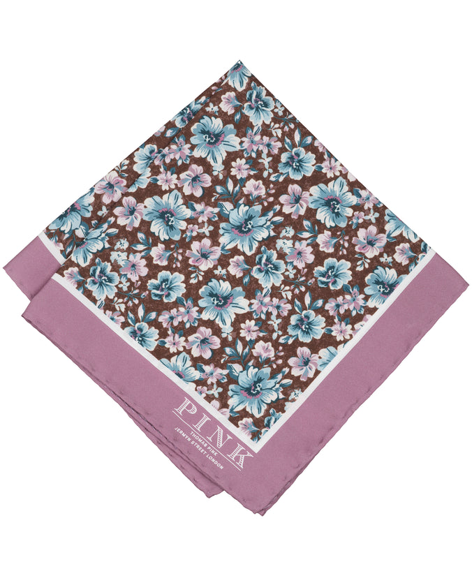 Pink Floral Woven Pocket Square