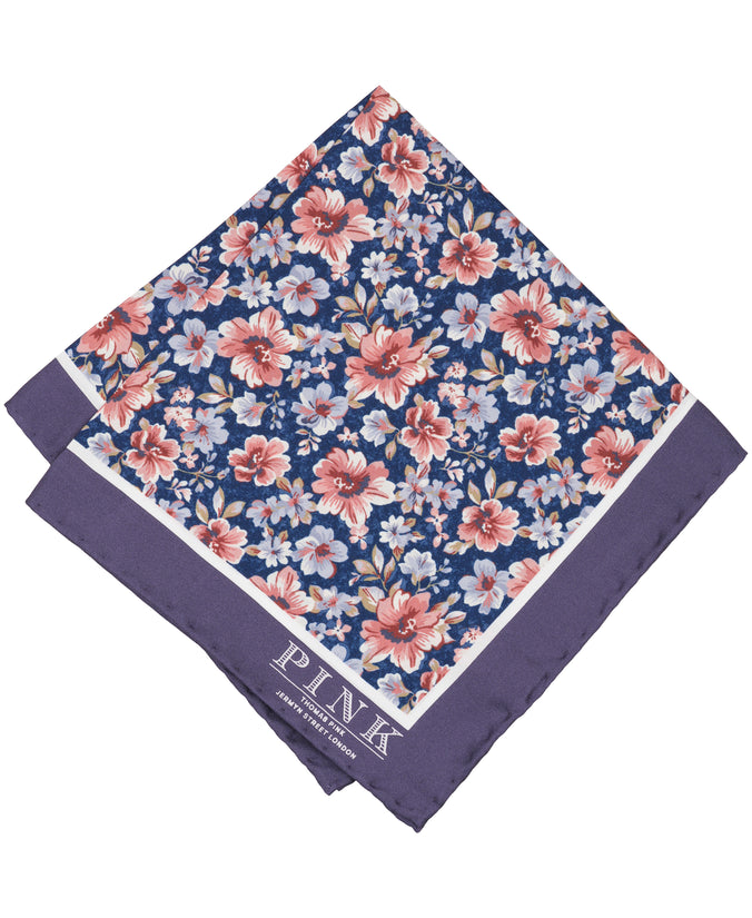 Purple Floral Woven Pocket Square