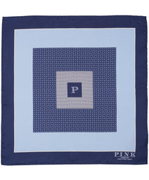 Blue Square Print Woven Pocket Square