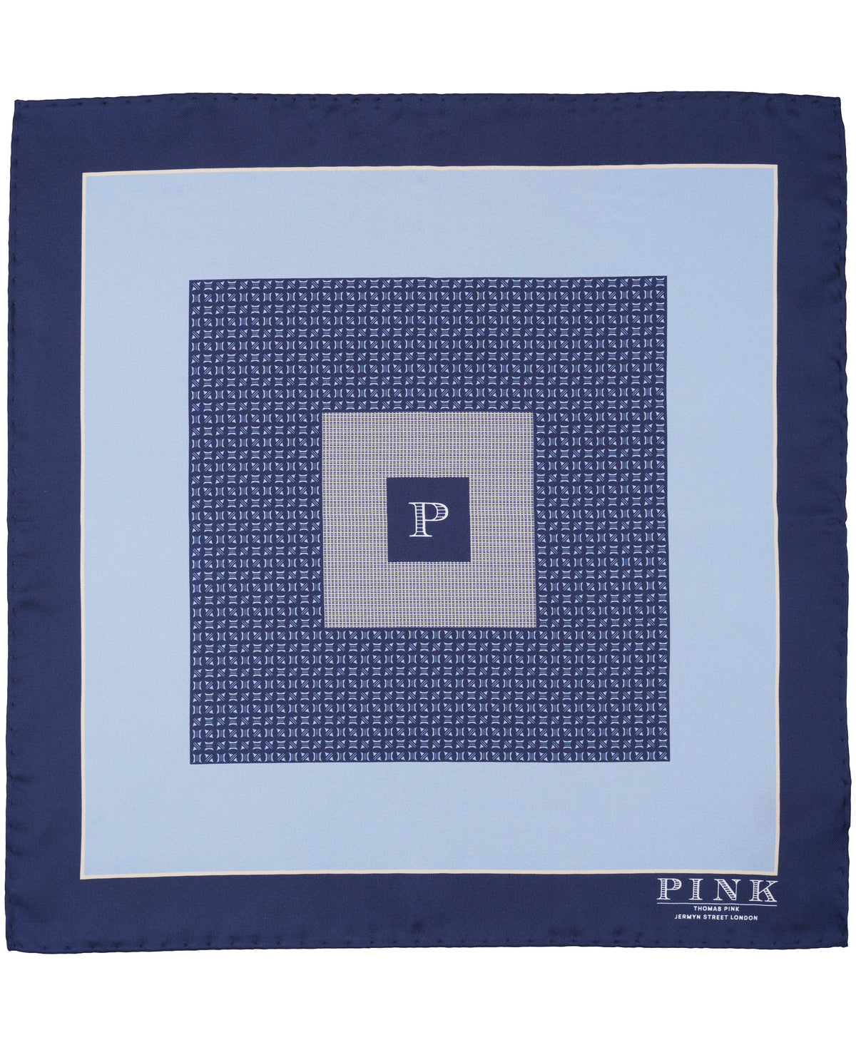 Blue Square Print Woven Pocket Square