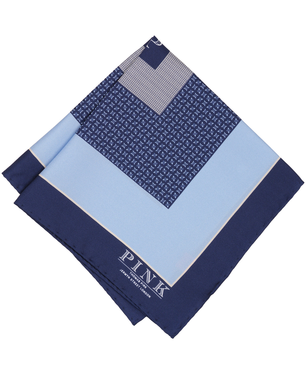 Blue Square Print Woven Pocket Square