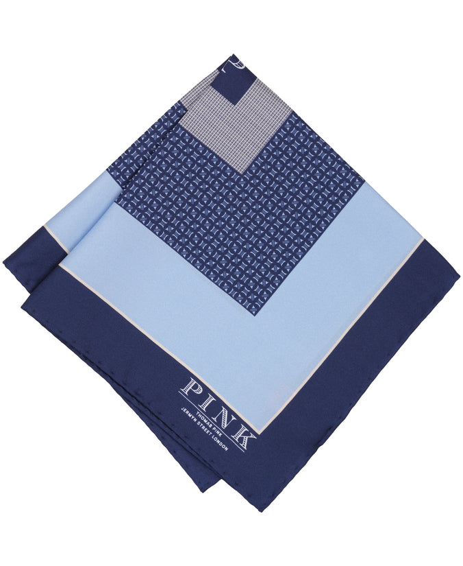 Blue Square Print Woven Pocket Square