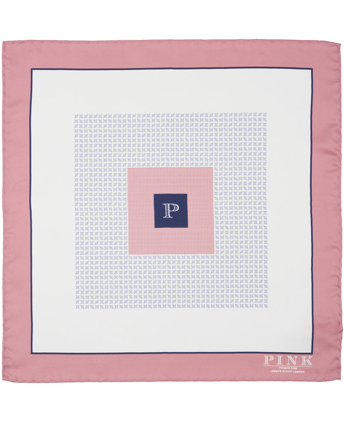 Pink Square Print Woven Pocket Square