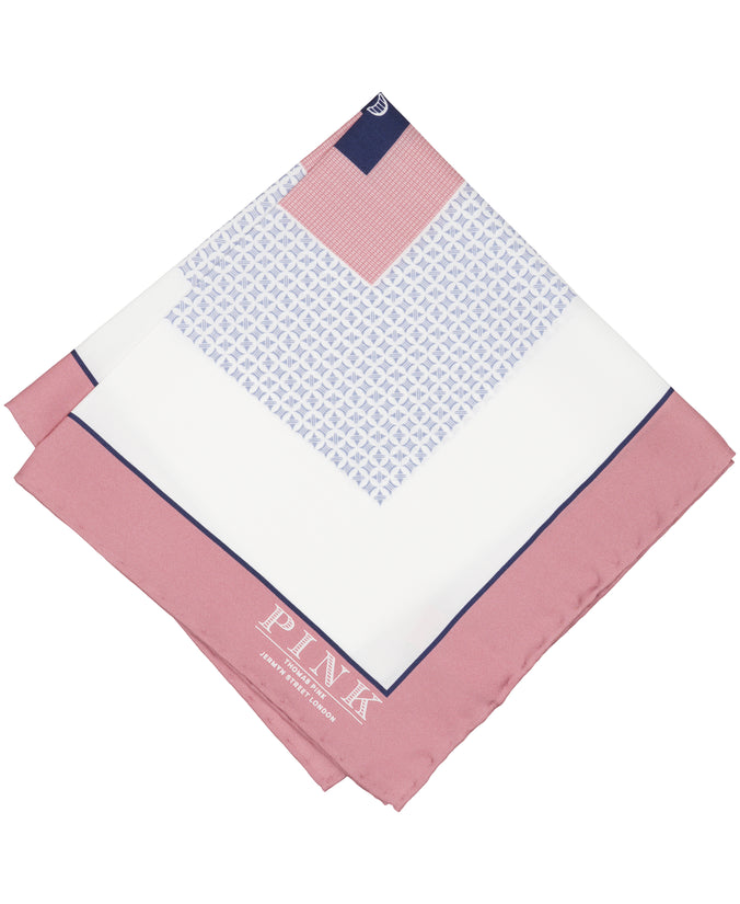 Pink Square Print Woven Pocket Square