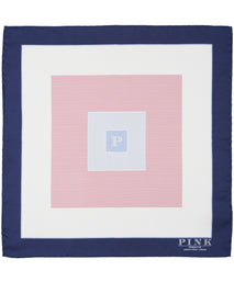 Navy Square Print Woven Pocket Square