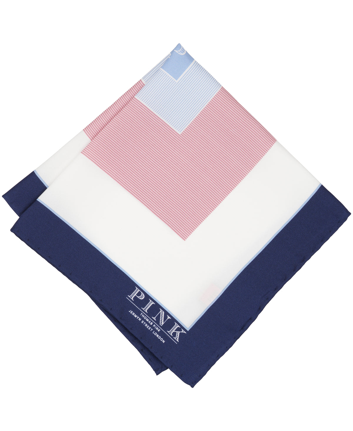 Navy Square Print Woven Pocket Square