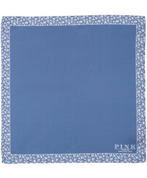 Blue Floral Border Woven Pocket Square