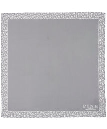Grey Floral Border Woven Pocket Square