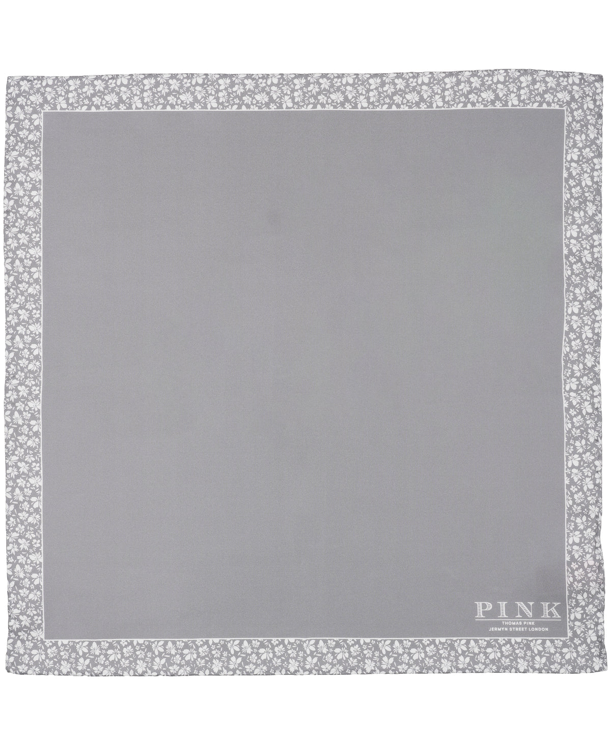 Grey Floral Border Woven Pocket Square