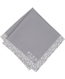 Grey Floral Border Woven Pocket Square