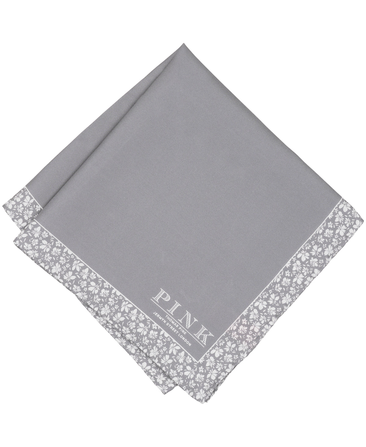 Grey Floral Border Woven Pocket Square