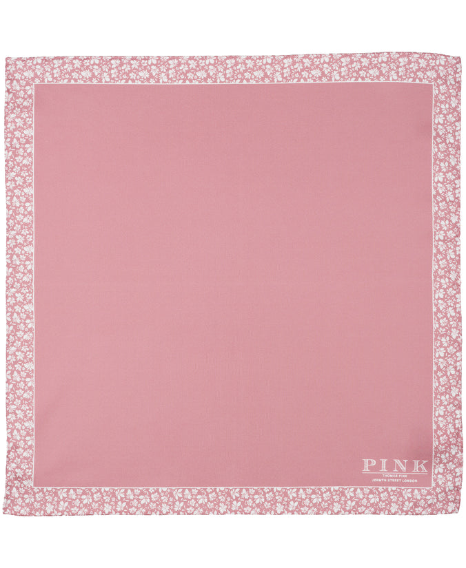 Pink Floral Border Woven Pocket Square