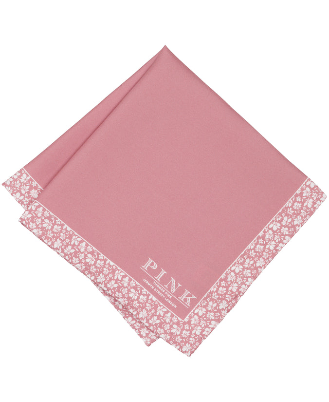 Pink Floral Border Woven Pocket Square