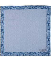 Blue Paisley Border Woven Pocket Square