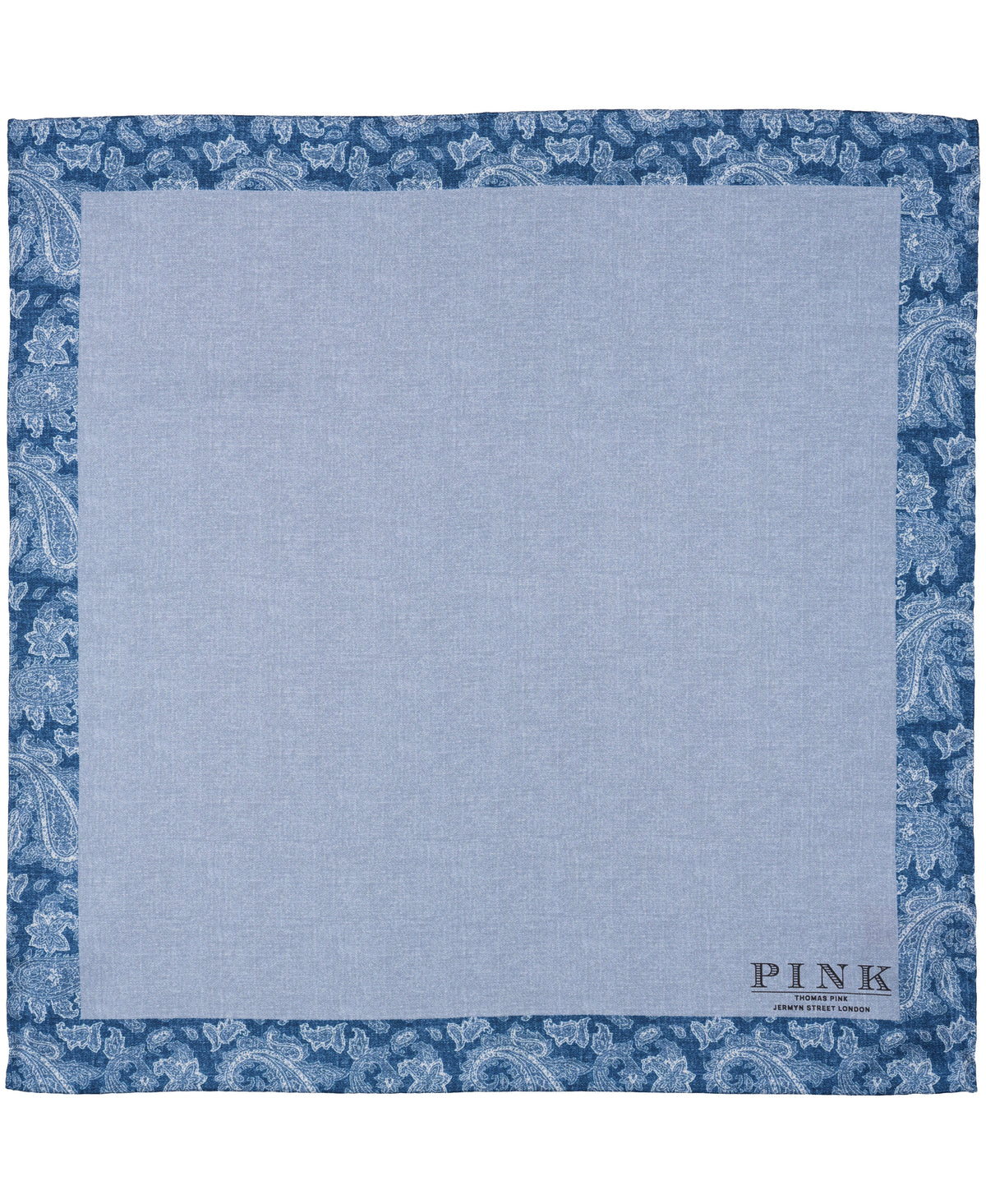 Blue Paisley Border Woven Pocket Square