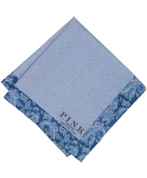 Blue Paisley Border Woven Pocket Square