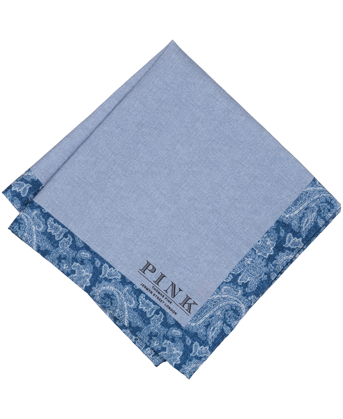Blue Paisley Border Woven Pocket Square
