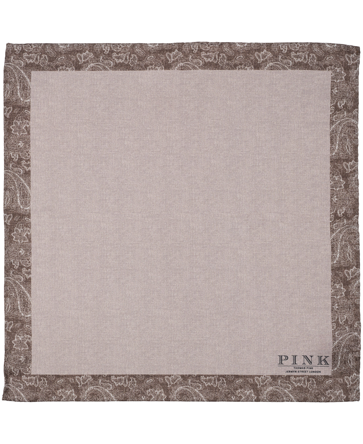 Brown Paisley Border Woven Pocket Square