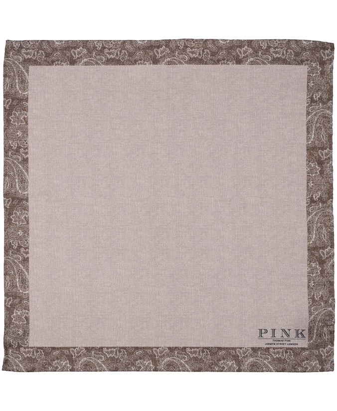 Brown Paisley Border Woven Pocket Square