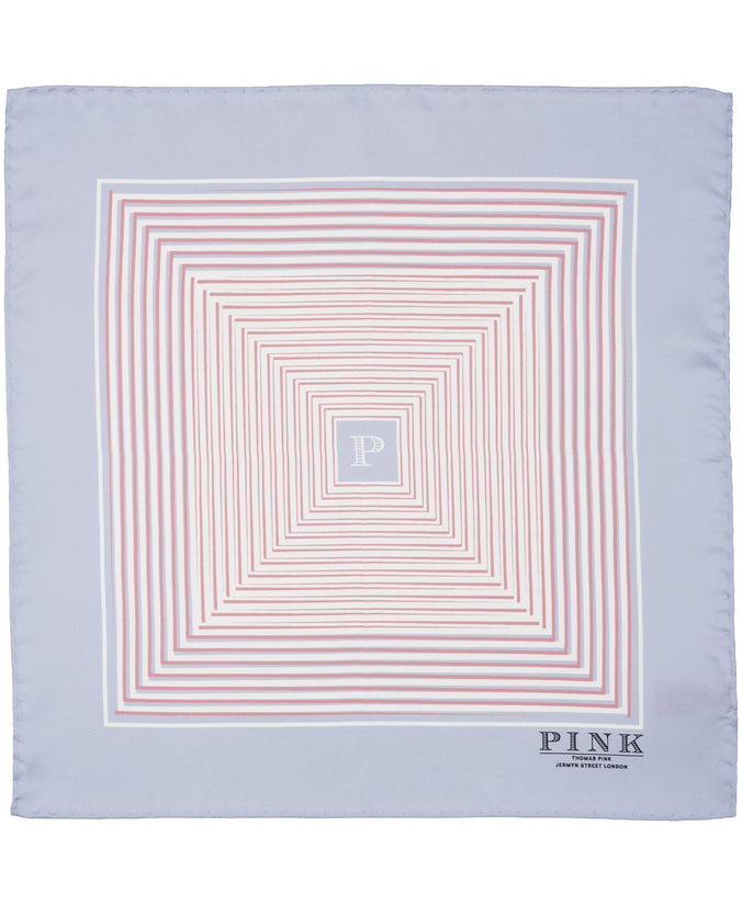 Blue and Pink Square Print Woven Pocket Square