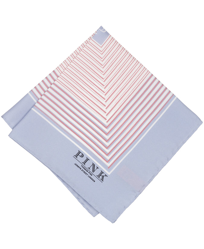 Blue and Pink Square Print Woven Pocket Square