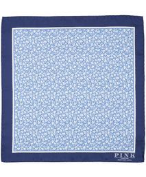 Navy Floral Woven Pocket Square