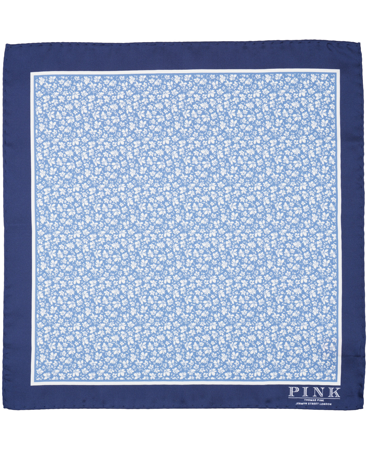 Navy Floral Woven Pocket Square