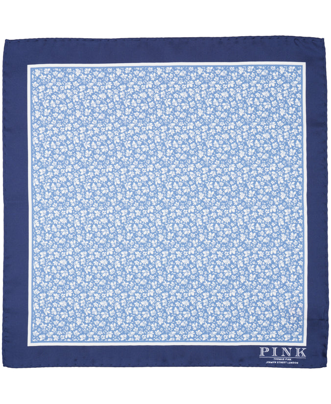 Navy Floral Woven Pocket Square