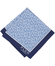 Navy Floral Woven Pocket Square