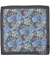Blue Large Floral Woven Pocket Square