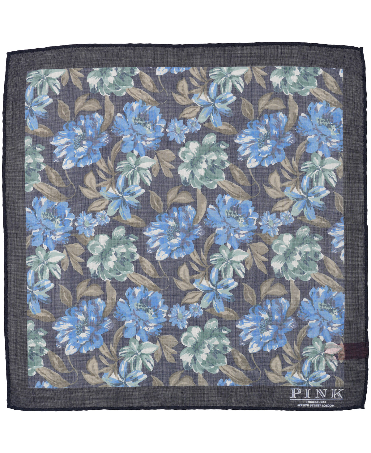Blue Large Floral Woven Pocket Square